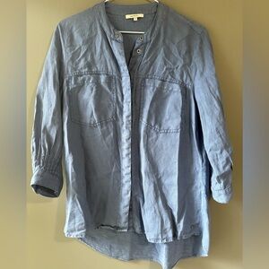 Sandwich_ , size 34 (S), 100% linen, blue denim style top, 3/4 sleeve.